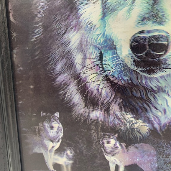 Vintage 3 Dimension Lenticular Framed Watching Wolves Multi Pictures - Picture 10 of 16